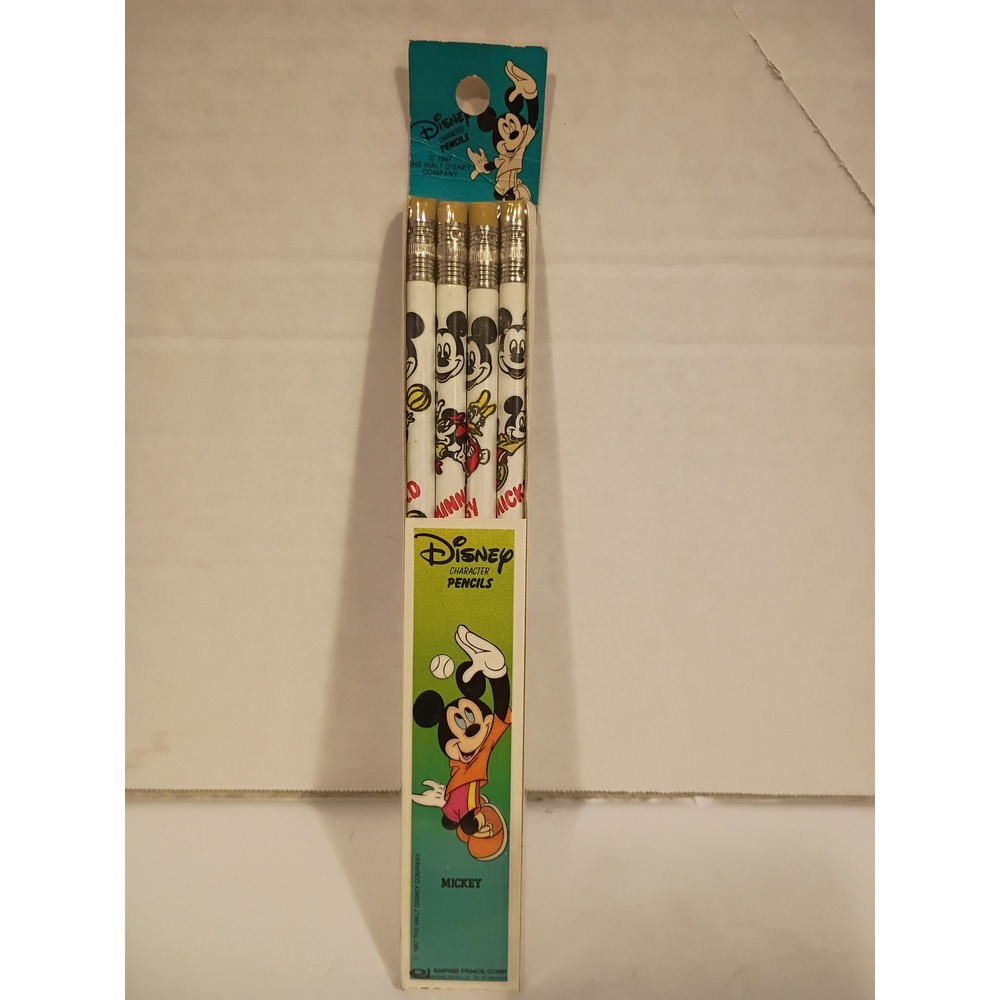 Vintage 1987 Disney Character Pencils 4 Pack Mickey Minnie Donald Empire Pencil